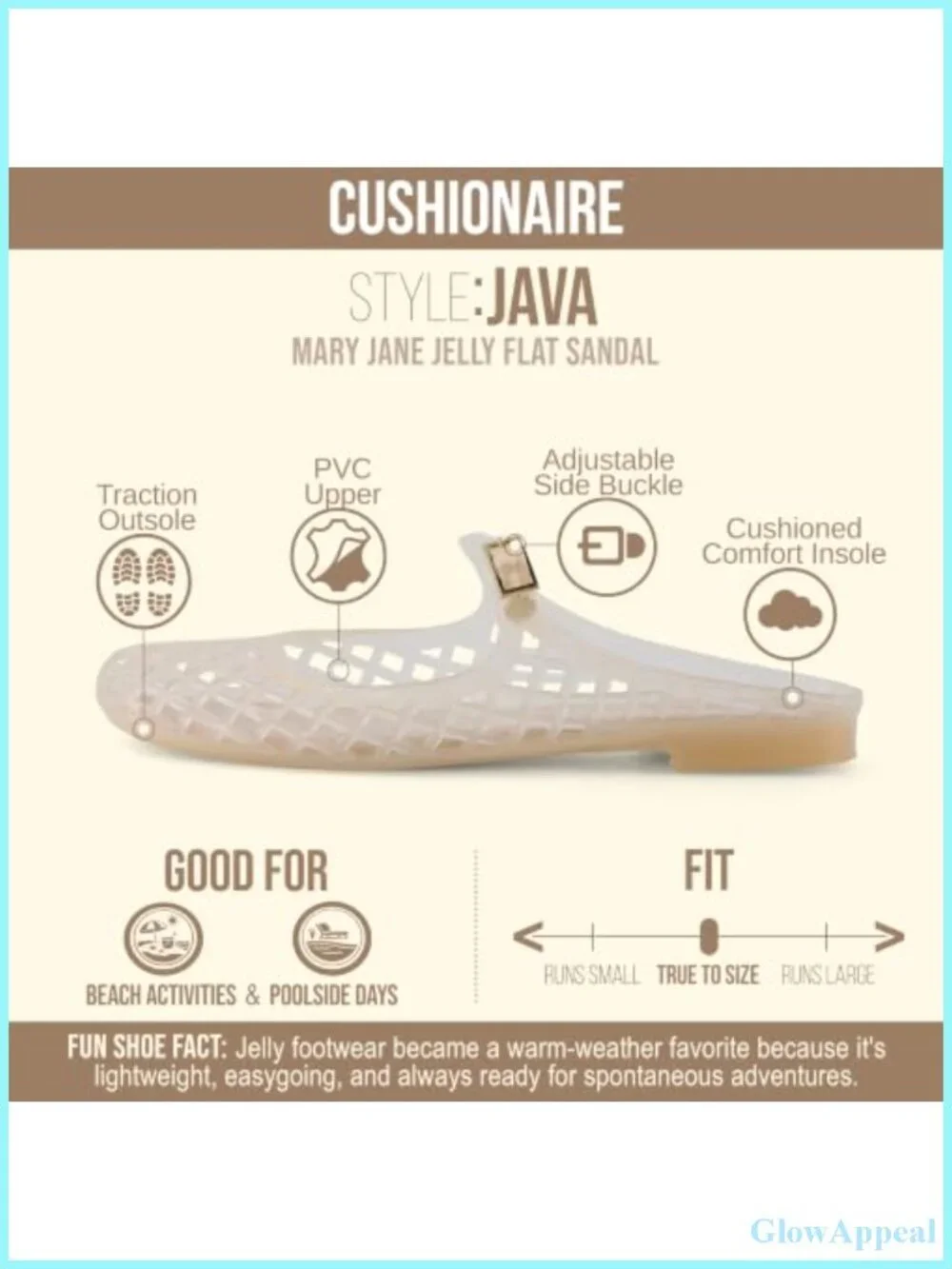 CUSHIONAIRE Java Women's Casual Waterproof Jelly Flats with Adjustable Strap
